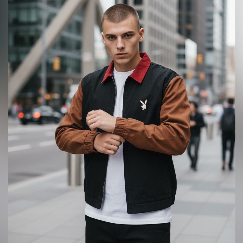 PLAYBOY Men's Black and Rust Jacket - Picture 2 of 8